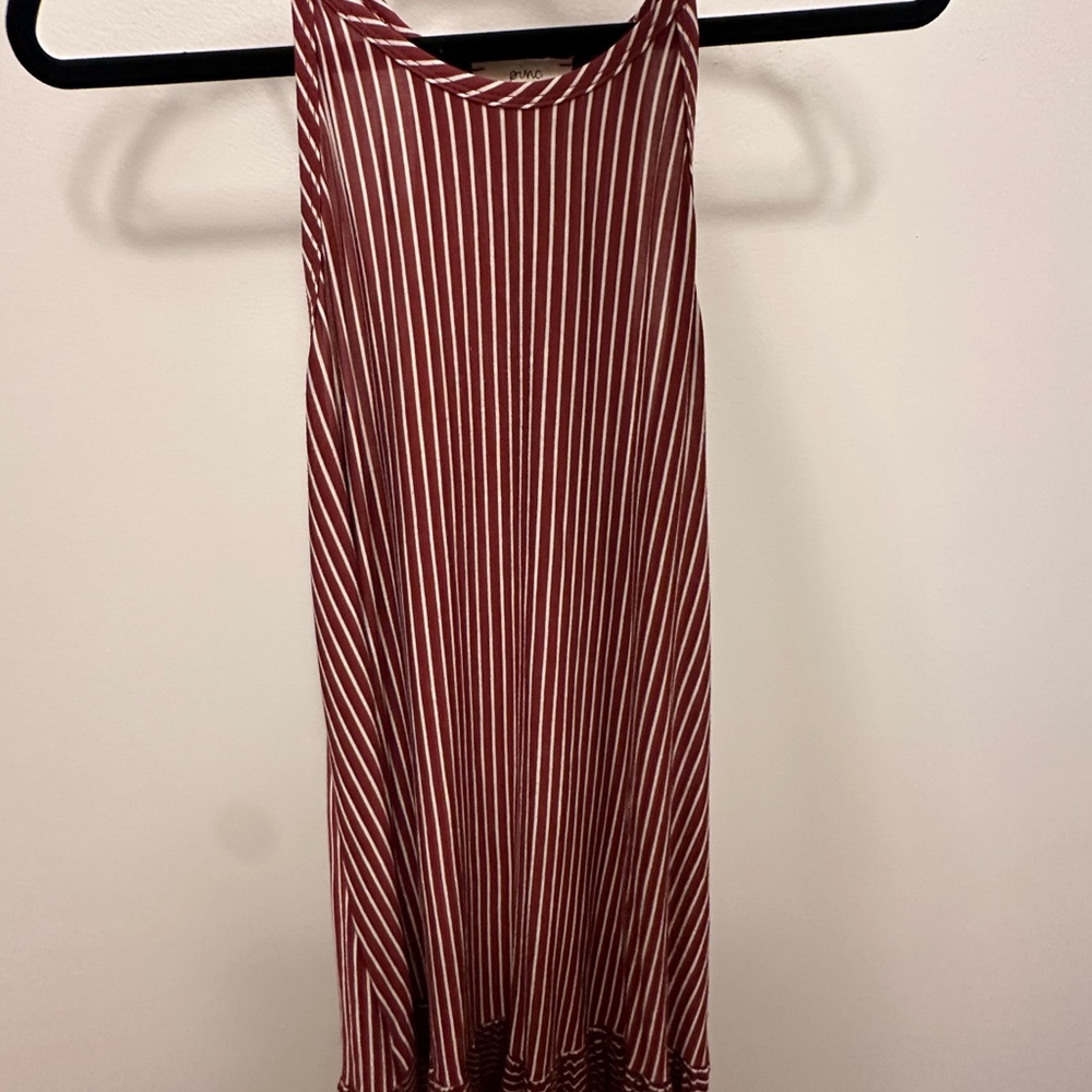 Red and Orange Halter Sundress Casual Backless